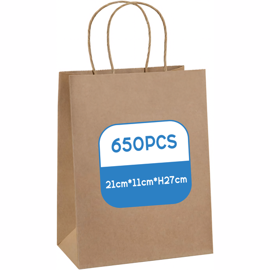 Kraft Paper Bag -  650pcs - 21*11*H27 cm Customizable LOGO printing